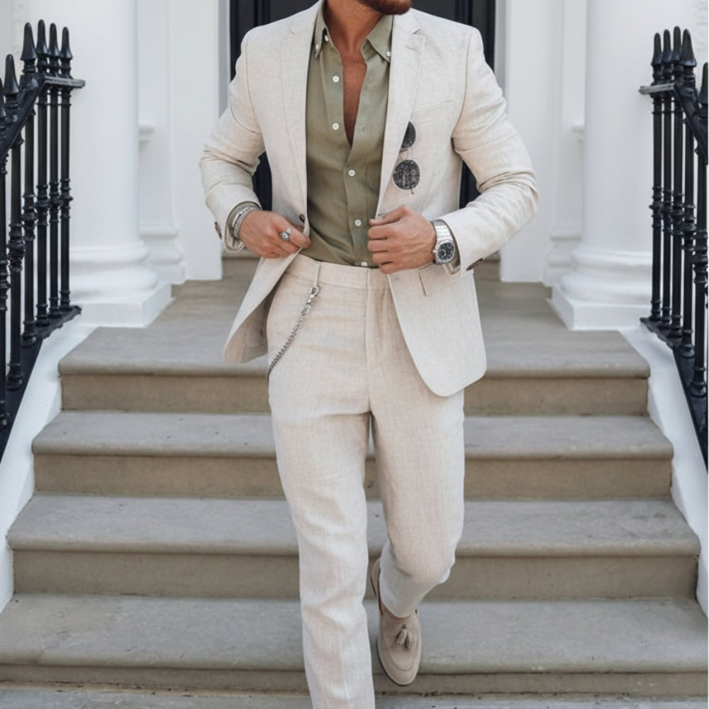 Men's Linnen Slim Fit Business Suit | Formal Wear - Image 1