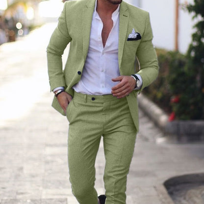 Men's Linnen Slim Fit Business Suit | Formal Wear - Image 10