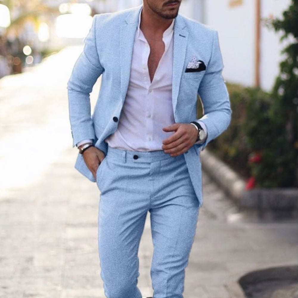 Men's Linnen Slim Fit Business Suit | Formal Wear - Image 12
