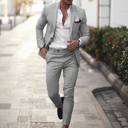 Men's Linnen Slim Fit Business Suit | Formal Wear - Image 3