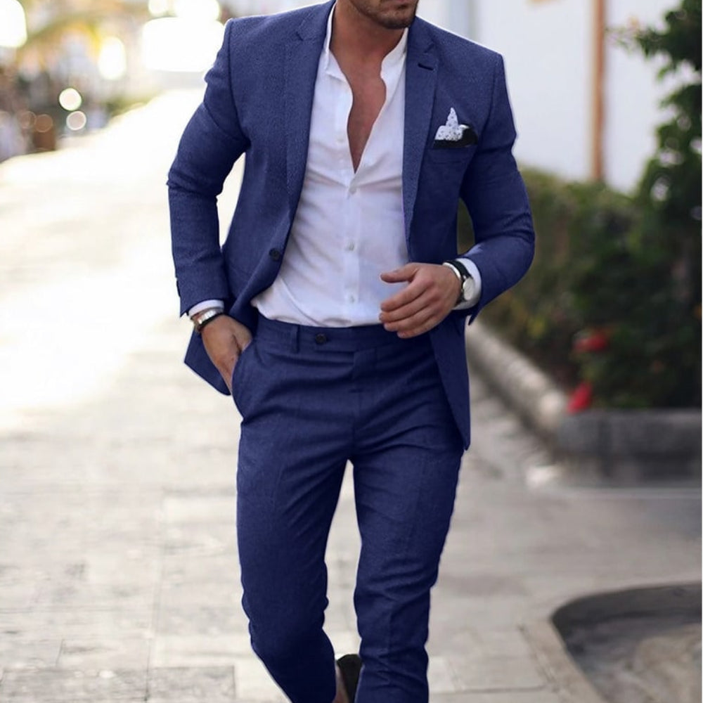 Men's Linnen Slim Fit Business Suit | Formal Wear - Image 9