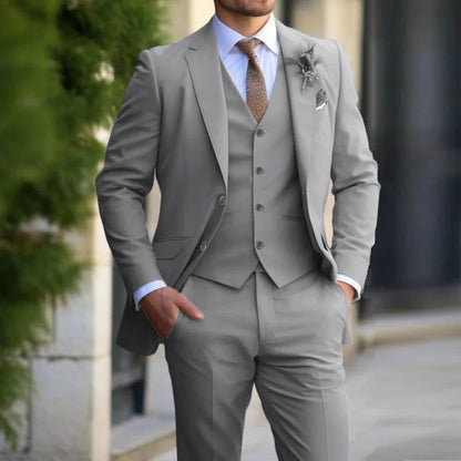 Men's Linnen Slim Fit Three-Piece Suit | Formal Suit - Image 2