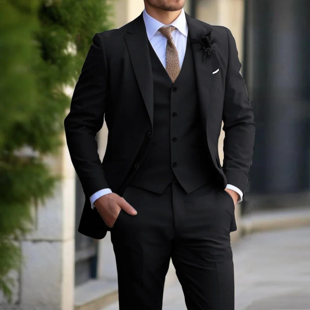 Men's Linnen Slim Fit Three-Piece Suit | Formal Suit - Image 3