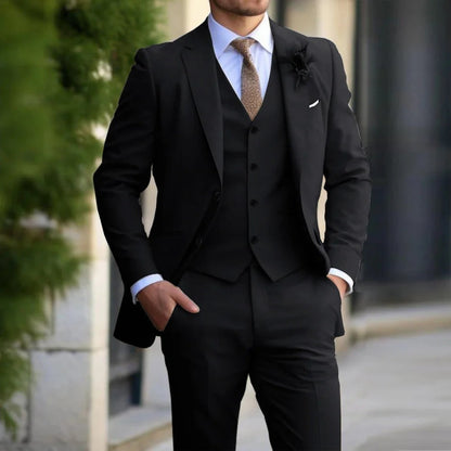 Men's Linnen Slim Fit Three-Piece Suit | Formal Suit - Image 3