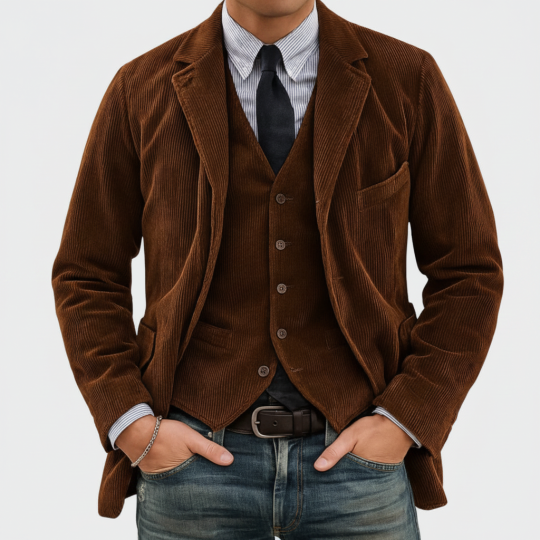 Men's Linnen Suits Formal Wear Two-Piece | Corduroy Suit - Image 2
