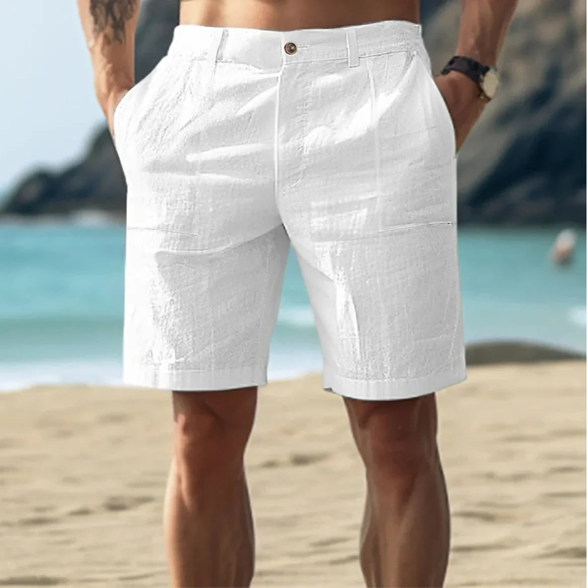 Men's Swim Short Summer Linen | Casual Beach Wear - Image 1