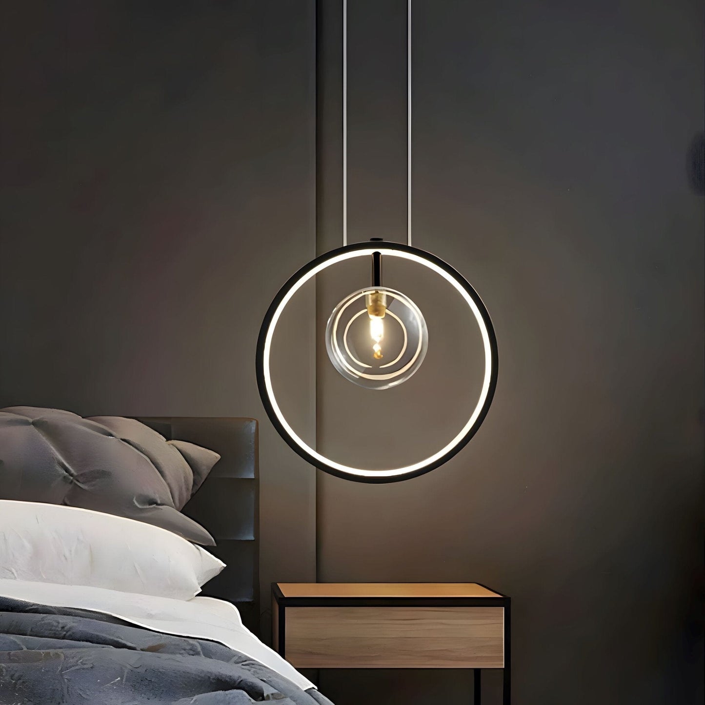 Scandinavische Bubbel Glazen Hanglampen Met Ring