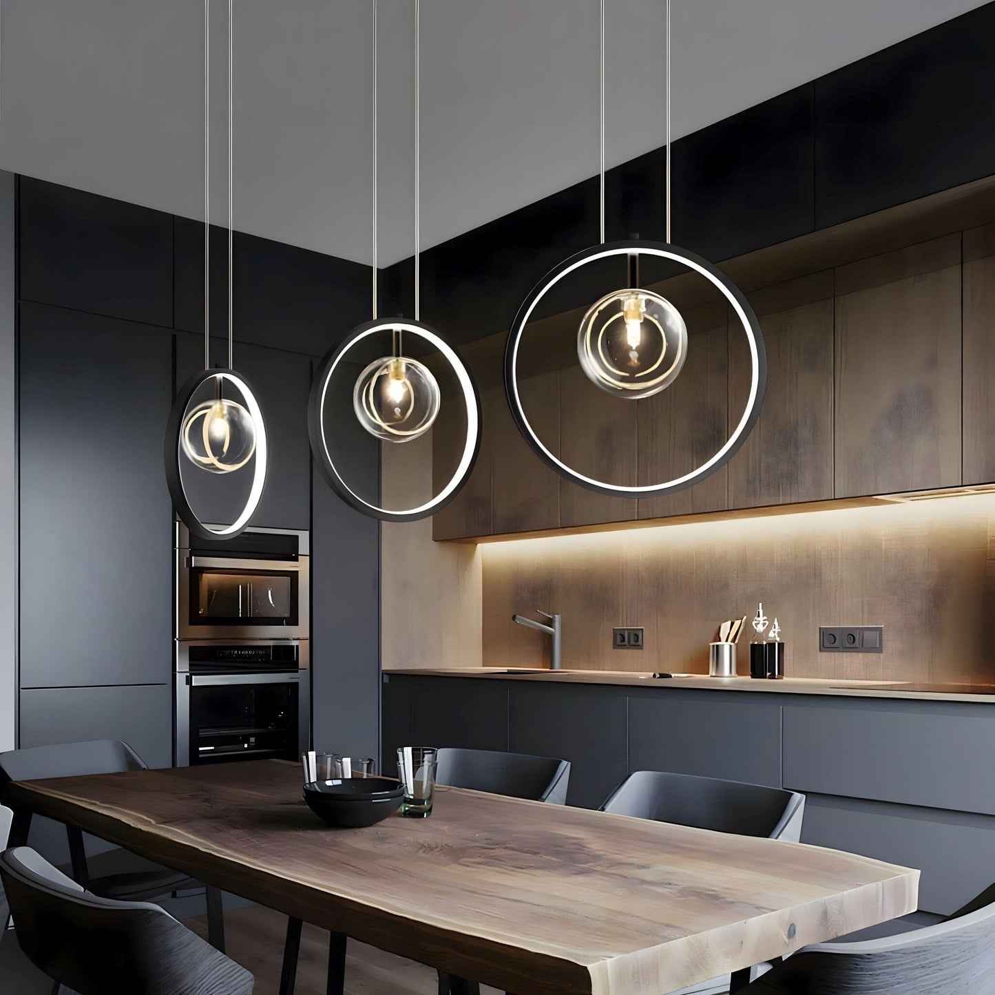 Scandinavische Bubbel Glazen Hanglampen Met Ring