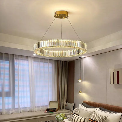 Ringvormige Hanglamp – Luxe Kristallen Kroonluchter  in Goud