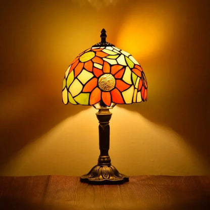 Antieke Glas-in-Lood Handgemaakt Tafellamp