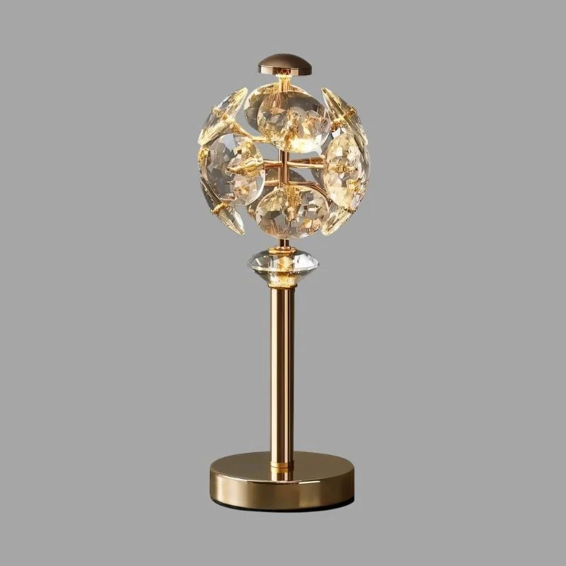 Luxe Glas & Messing Design Tafellamp met Kristaleffect