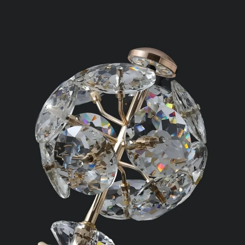 Luxe Glas & Messing Design Tafellamp met Kristaleffect