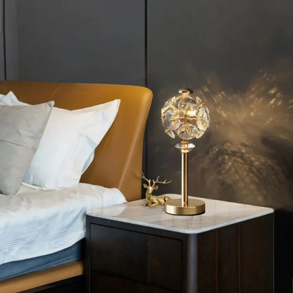 Luxe Glas & Messing Design Tafellamp met Kristaleffect