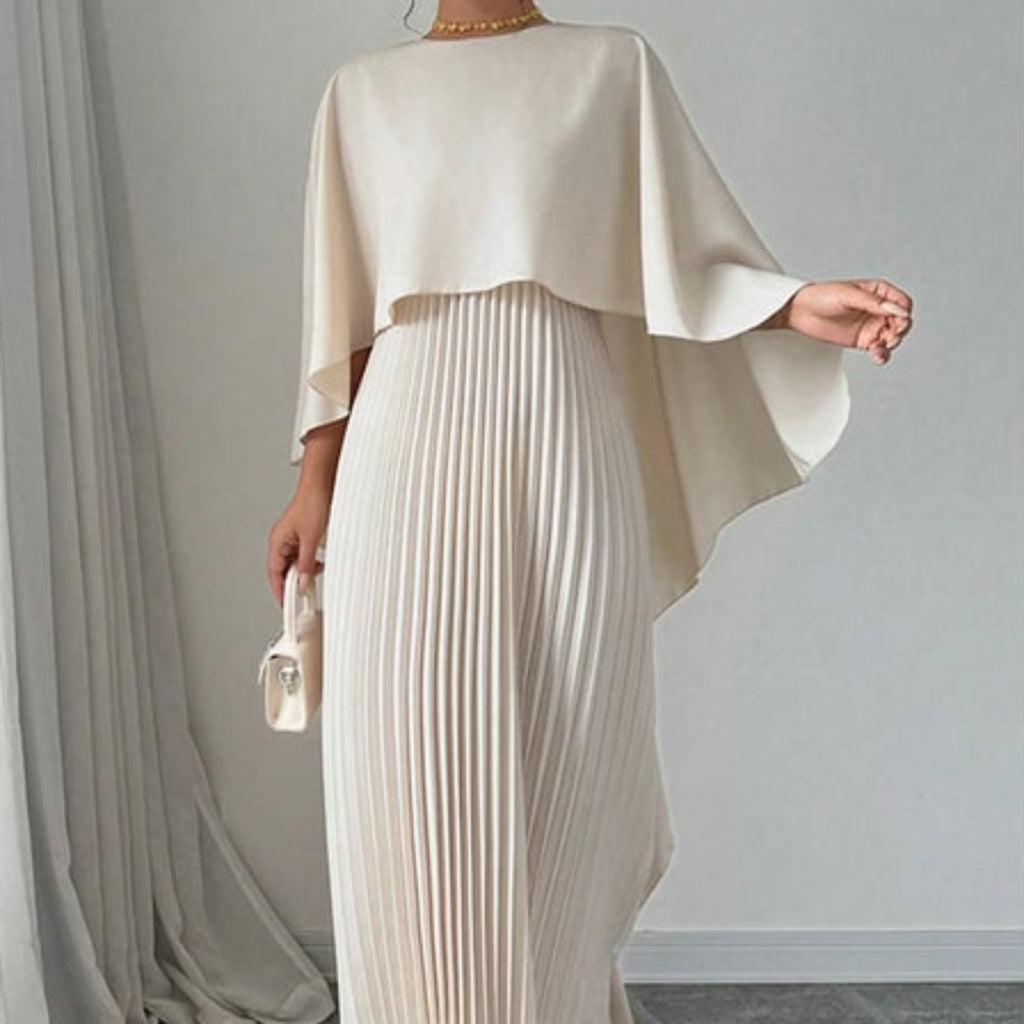 Women's Cape Guest Wedding Maxi Dress Pleated | Evening Dress - Image 1