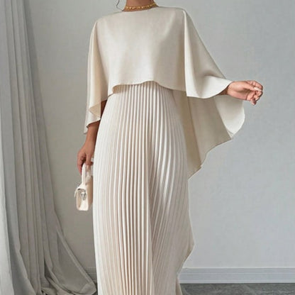 Women's Cape Guest Wedding Maxi Dress Pleated | Evening Dress - Image 1