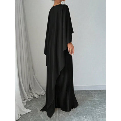 Women's Cape Guest Wedding Maxi Dress Pleated | Evening Dress - Image 12
