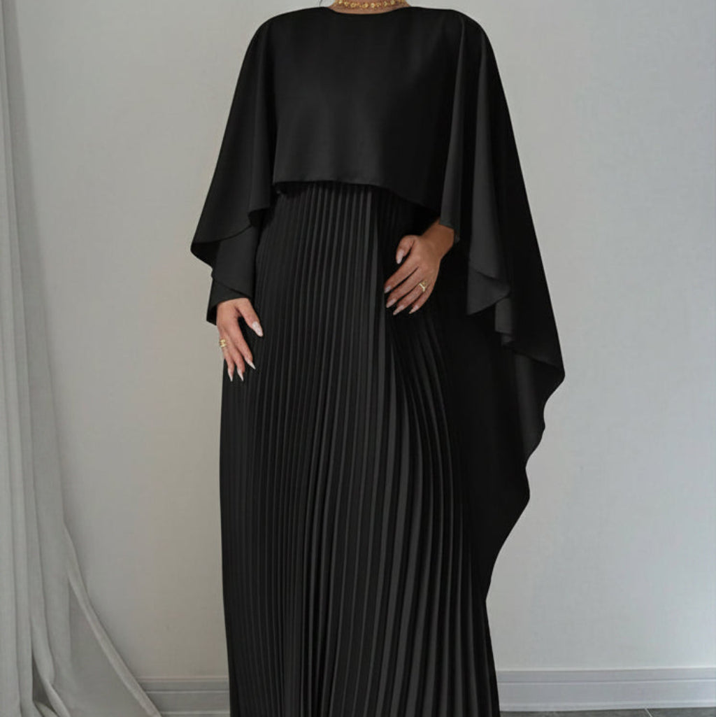 Women's Cape Guest Wedding Maxi Dress Pleated | Evening Dress - Image 3