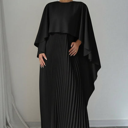 Women's Cape Guest Wedding Maxi Dress Pleated | Evening Dress - Image 3