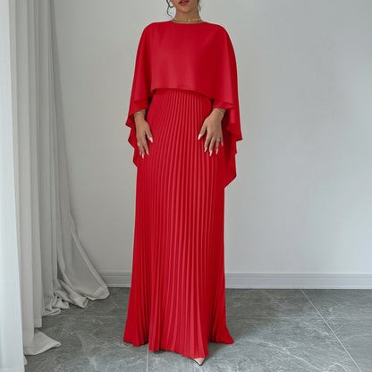 Women's Cape Guest Wedding Maxi Dress Pleated | Evening Dress - Image 4