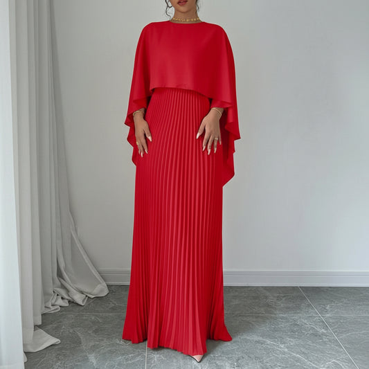 Women's Cape Guest Wedding Maxi Dress Pleated | Evening Dress - Image 4