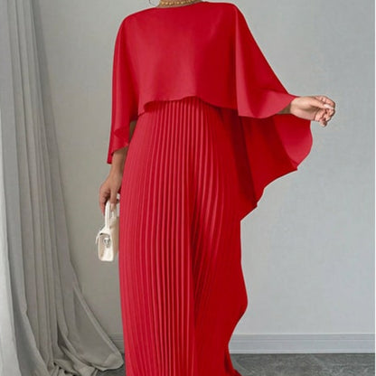 Women's Cape Guest Wedding Maxi Dress Pleated | Evening Dress - Image 5
