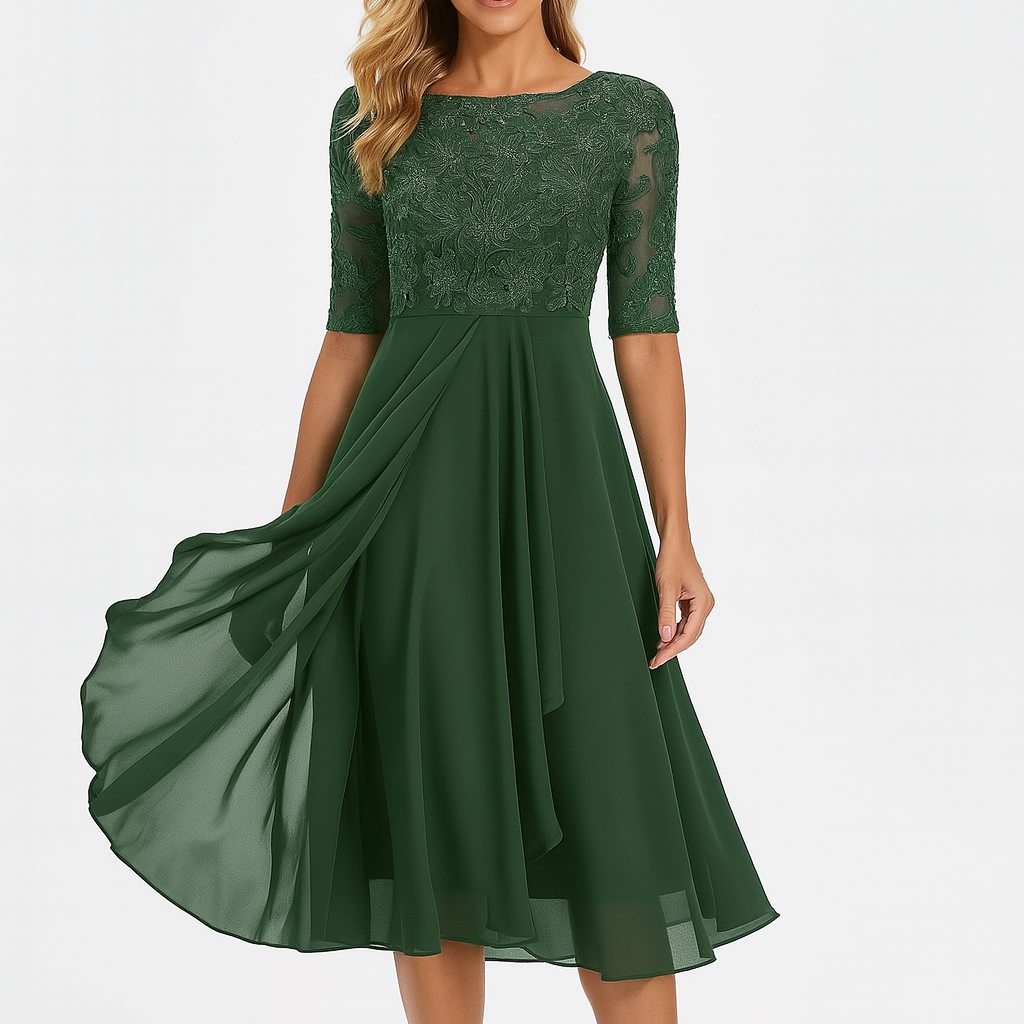 Women's Guest Wedding A-Line Midi Dress - Image 3