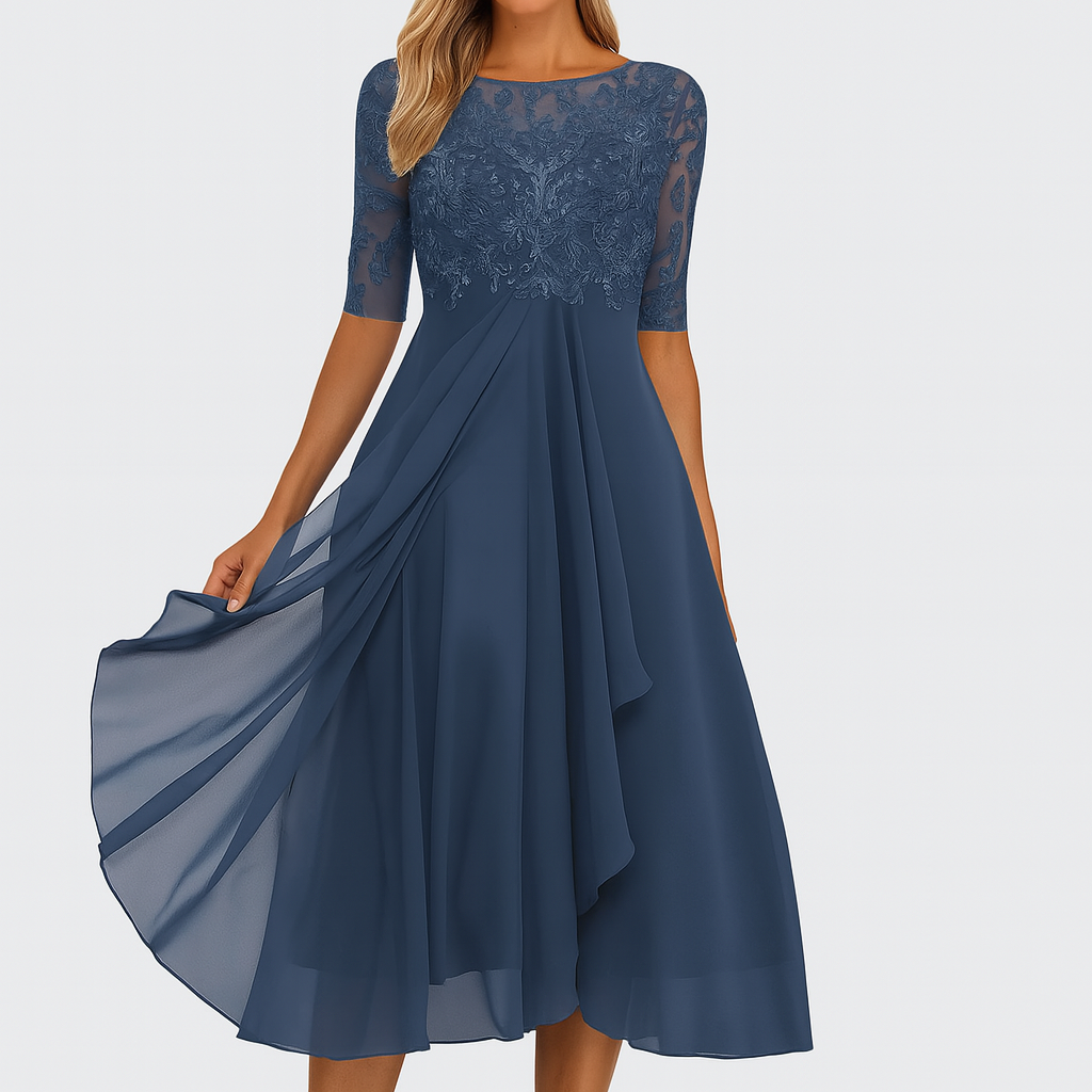 Women's Guest Wedding A-Line Midi Dress - Image 4