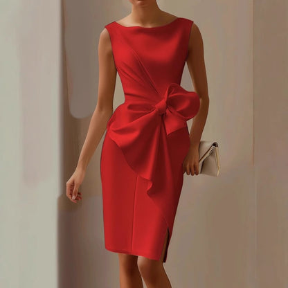 Women's Guest Wedding Bow Cocktail Dress Sleeveless | Party - Image 4