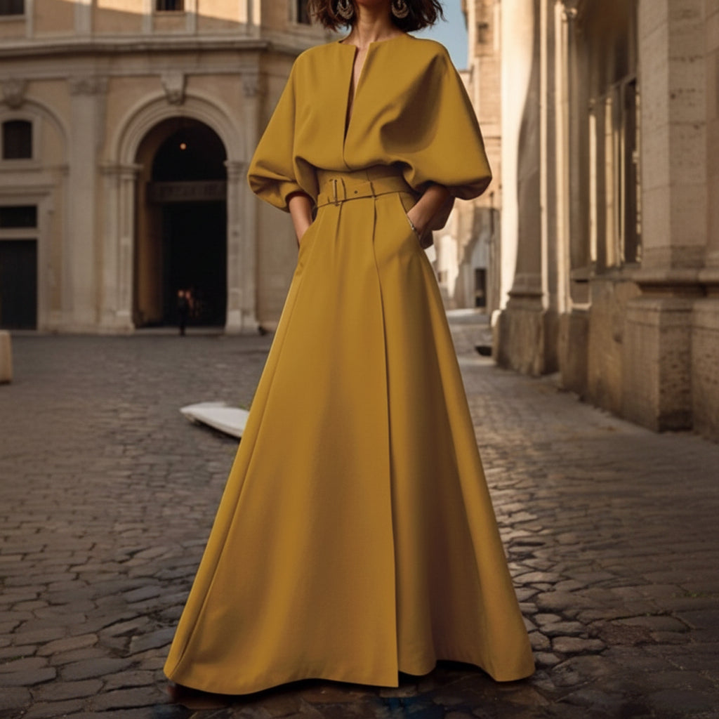 Women's Guest Wedding Dress Belted Half Sleeves Maxi | Formal - Image 2