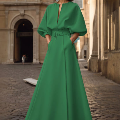 Women's Guest Wedding Dress Belted Half Sleeves Maxi | Formal - Image 4