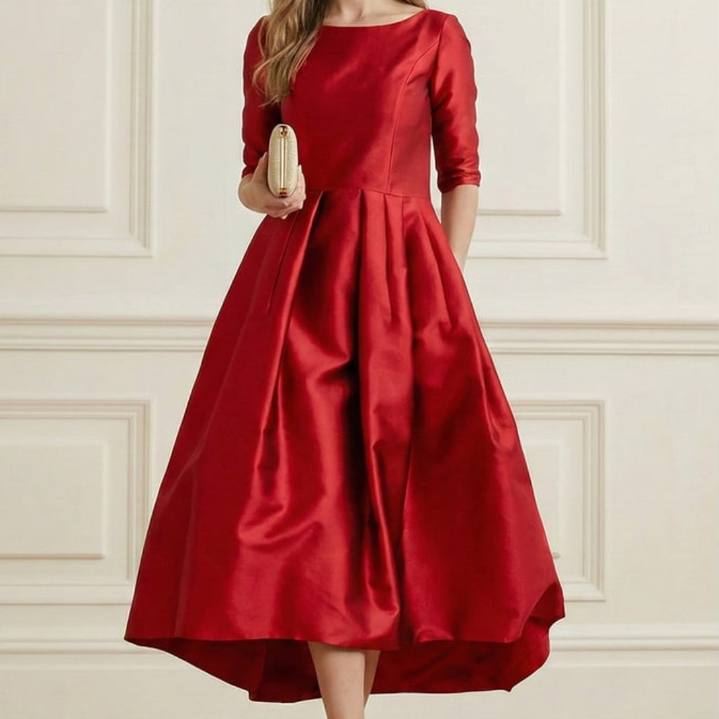 Women's Guest Wedding Dress Formal Midi | A-Line Pleated - Image 1