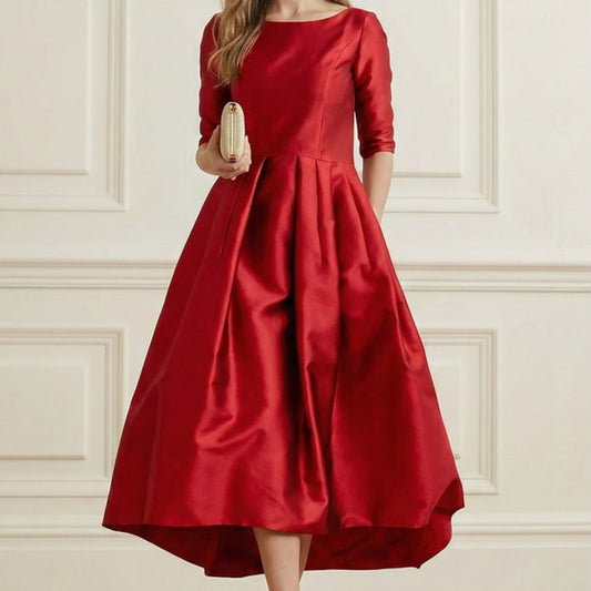 Women's Guest Wedding Dress Formal Midi | A-Line Pleated - Image 1