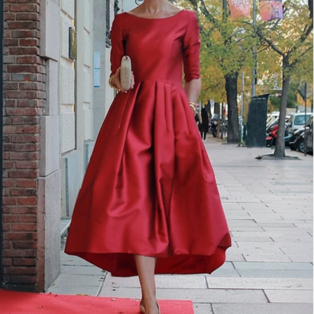 Women's Guest Wedding Dress Formal Midi | A-Line Pleated - Image 2