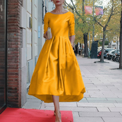 Women's Guest Wedding Dress Formal Midi | A-Line Pleated - Image 5