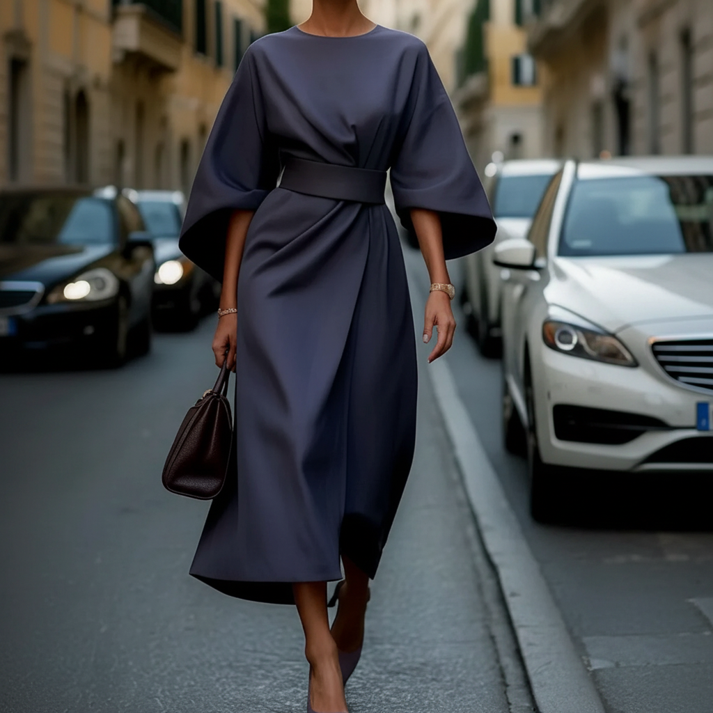 Women's Guest Wedding Dress Lantern Sleeves Midi | Formal - Image 2