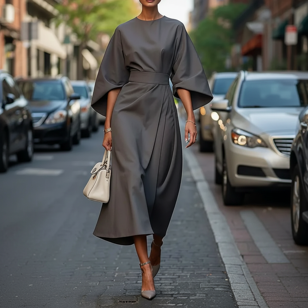 Women's Guest Wedding Dress Lantern Sleeves Midi | Formal - Image 6