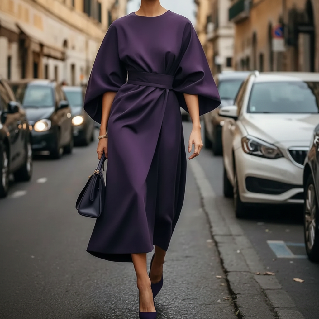 Women's Guest Wedding Dress Lantern Sleeves Midi | Formal - Image 7
