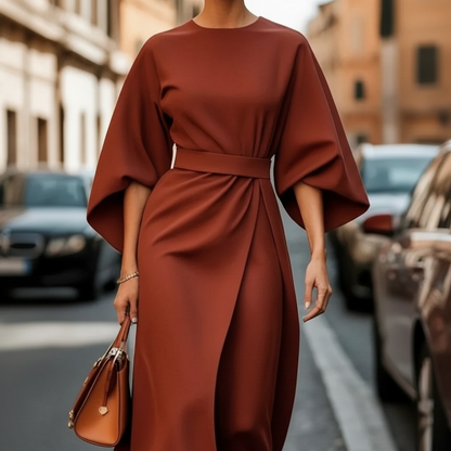 Women's Guest Wedding Dress Lantern Sleeves Midi | Formal - Image 8