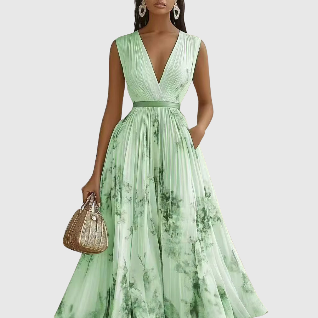 Women's Guest Wedding Floral Maxi Dress Long Sleeve | Pleated - Image 14