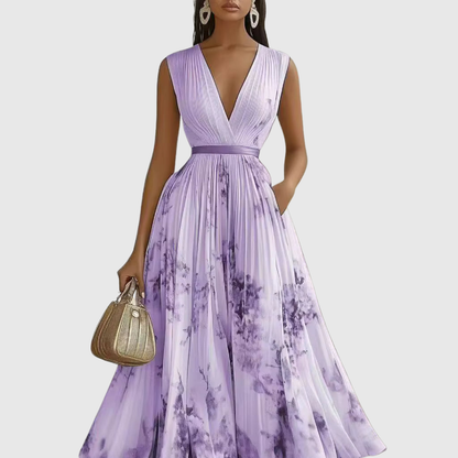Women's Guest Wedding Floral Maxi Dress Long Sleeve | Pleated - Image 15