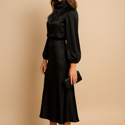 Women's Guest Wedding High Neck Dress | Formal Midi - Image 4