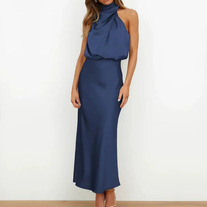 Women's Guest Wedding High Neck Formal Dress Midi | Sleeveless - Image 5