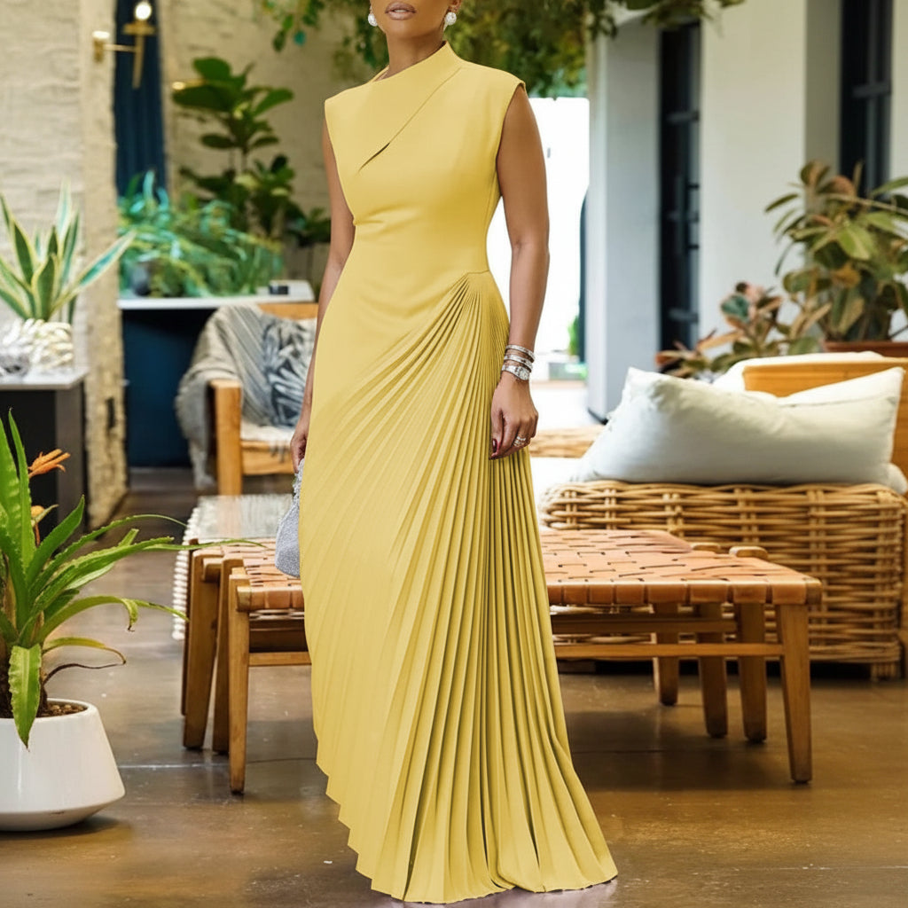Women's Guest Wedding Maxi Dress Pleated Sleeveless | Asymmetric - Image 14