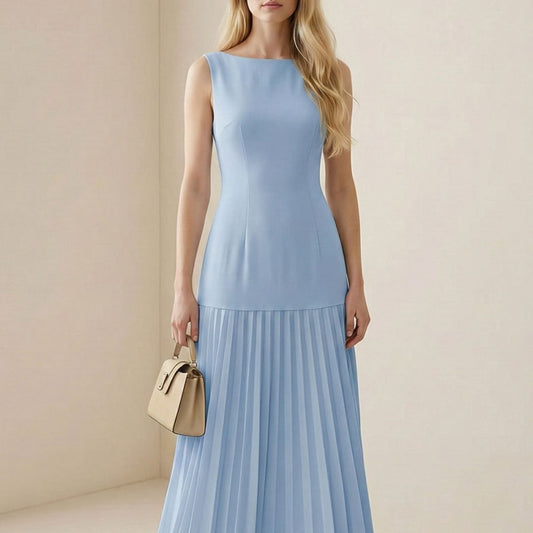 Women's Guest Wedding Sleeveless Floral Maxi Dress | Pleated - Image 1