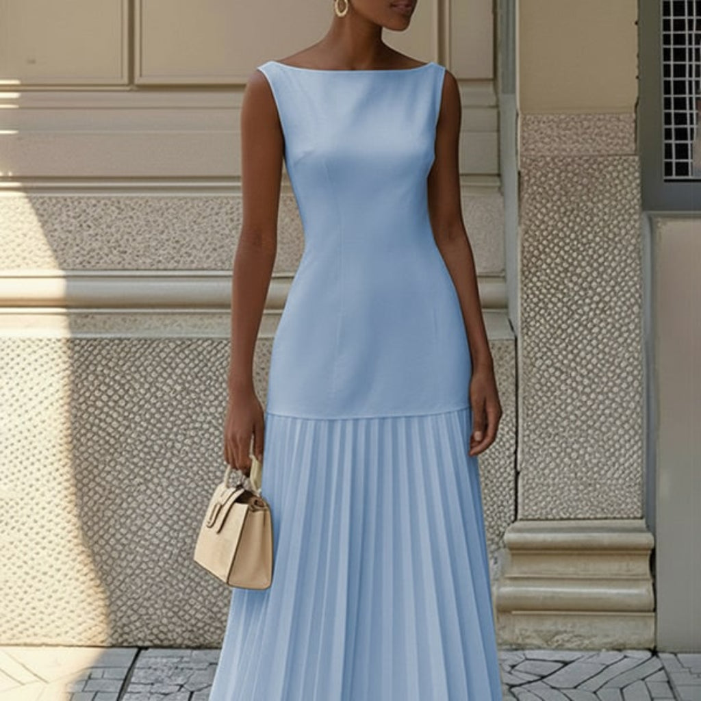 Women's Guest Wedding Sleeveless Floral Maxi Dress | Pleated - Image 2