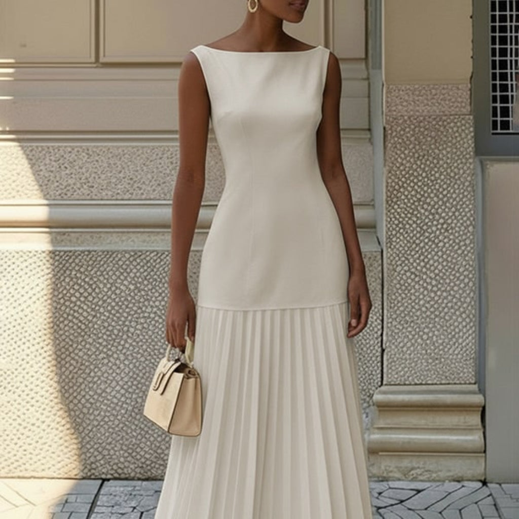 Women's Guest Wedding Sleeveless Floral Maxi Dress | Pleated - Image 3