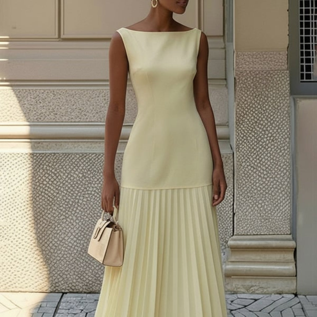 Women's Guest Wedding Sleeveless Floral Maxi Dress | Pleated - Image 4