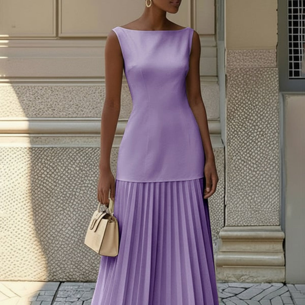 Women's Guest Wedding Sleeveless Floral Maxi Dress | Pleated - Image 7