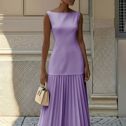 Women's Guest Wedding Sleeveless Floral Maxi Dress | Pleated - Image 7