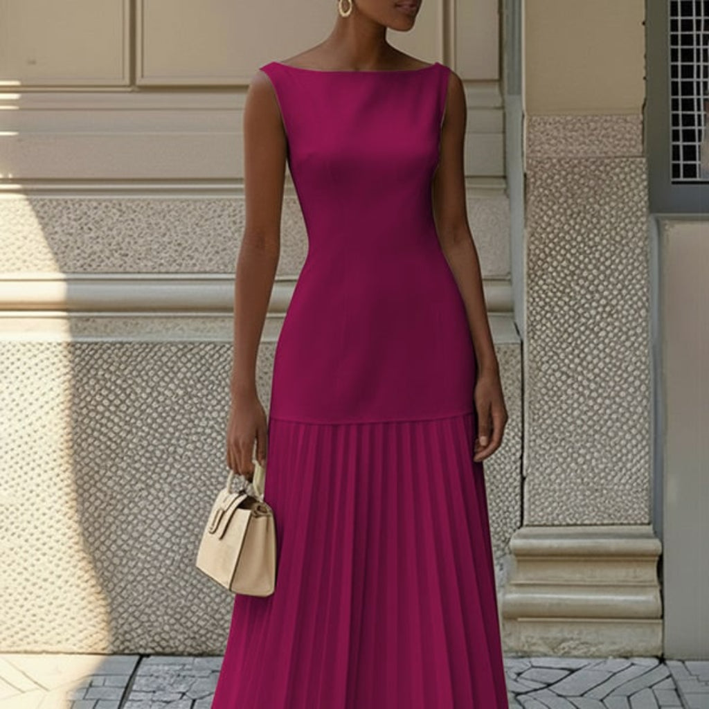 Women's Guest Wedding Sleeveless Floral Maxi Dress | Pleated - Image 8